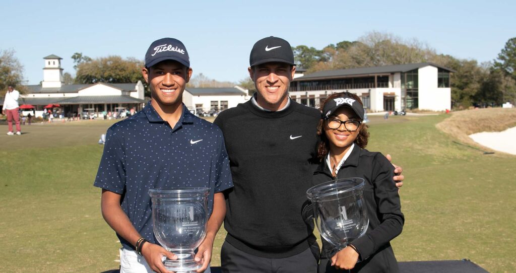 Alona Avery and KJ Ofahengaue with Cameron Champ