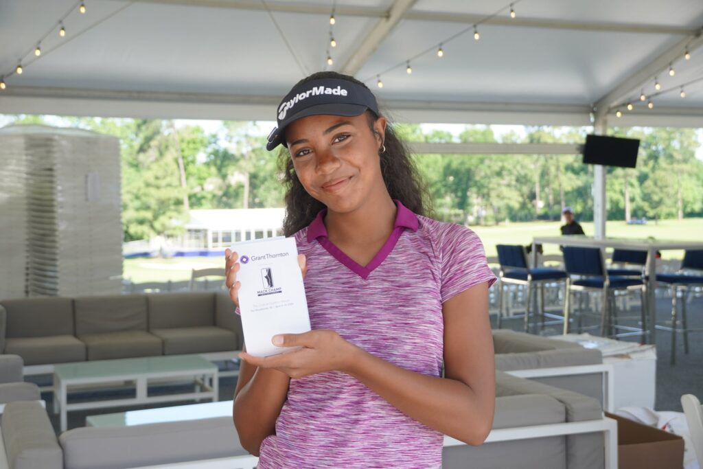 Loren Fearence Thursday with yardage book